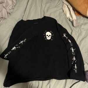 Black skeleton, long sleeve T-shirt